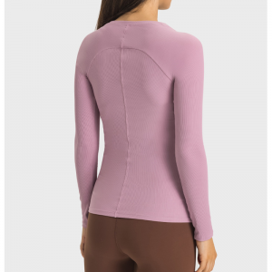 Rib léinte yoganeckline leathan rib