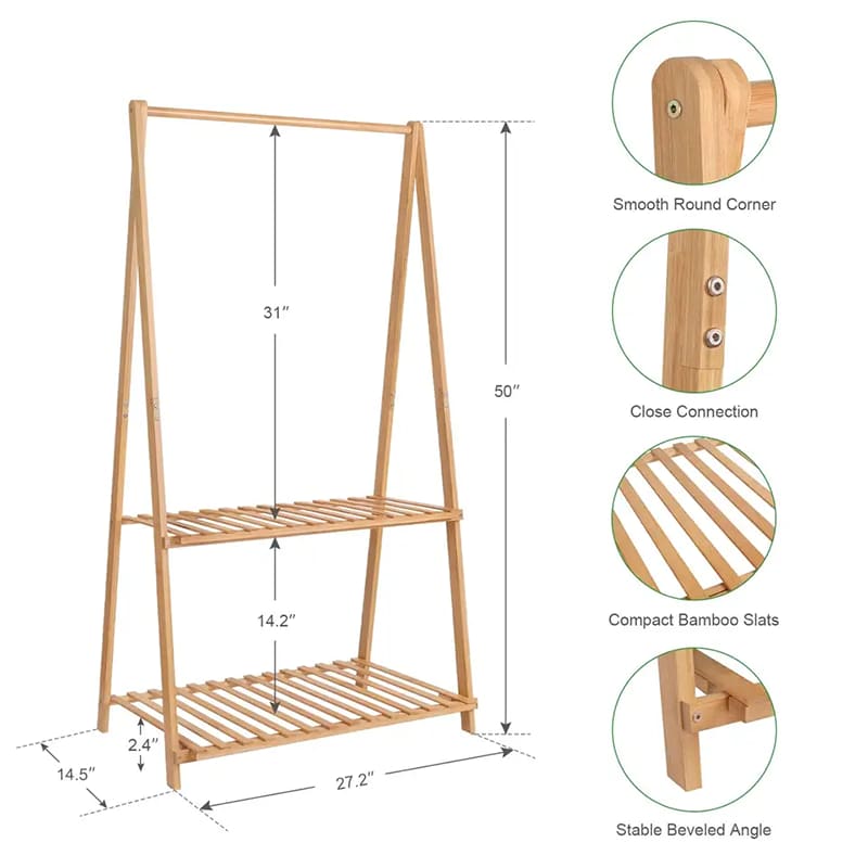 Cumas mór agus spás a shábháil do pháistí bambú páistí hanger