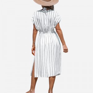 Gúna clúdaithe midi stríocach