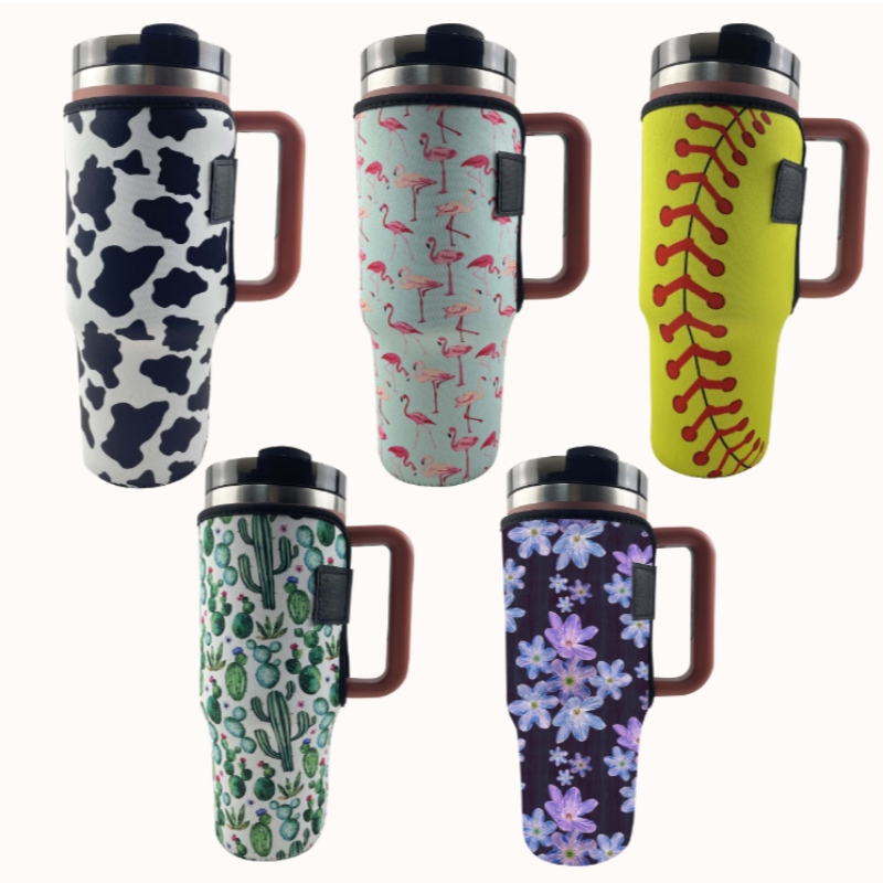 Priontáil sublimation saincheaptha Priontáil Bó Liopard Priontáil Neoprene Tumbler Sealbhóir Sealbhóir do Chorn 40oz