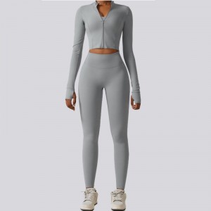 SC9281 3 phíosa seaicéad spórt spórt bra leggings yoga culaith yoga luiteoga folláine dubh giomnáisiam caitheamh mná ag seinm éadaí giomnáisiam zip barr caitheamh gníomhach