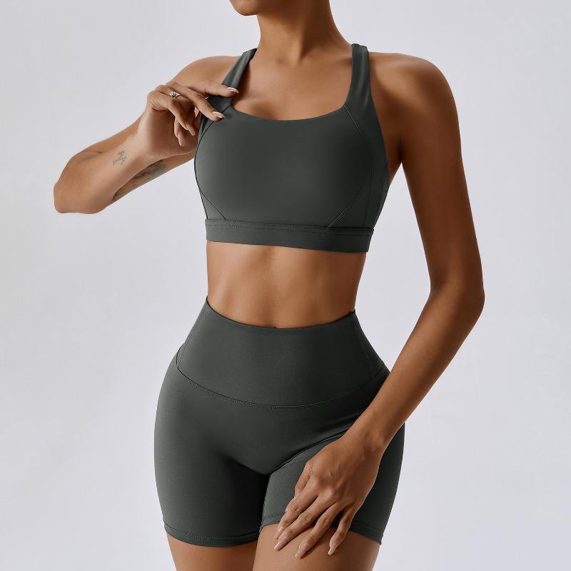 SC9284 Shorts Workout Workout Ard -WAISTED CUSTAIM CUSTAIM YOGA SET SETLESS 2 SET SET BRA VEST SORTS ARD