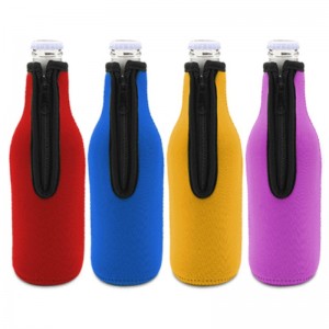 Sleeve Buidéal Neoprene Buidéal Mála With 330ml Clúdach Inslithe Teirmeach le Zipper do Champáil Páirtí Sleeve Buidéal Gloine 12oz Beoir 12oz