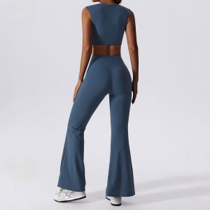 Socraigh Yoga soladach Mujer Flare Leggings agus Bra Set Fitness Workout Yoga Set Yoga Mná Suit Yoga 2 Phíosa Caitheamh Giomnáisiam Caitheamh