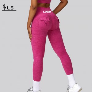 SC1093 Mná Leggings Workout Leggings Ard -Workout Scrunch Leggings le Pócaí