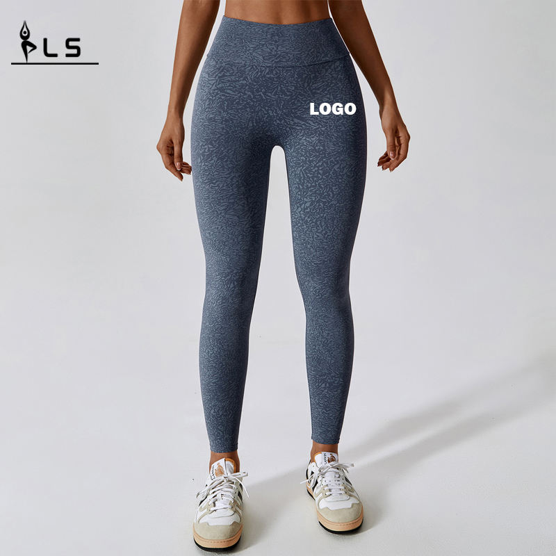 SC1092 Loggings Patrún Lógó Saincheaptha do Mhná Brúigh suas Leggings Mná Mná Scrunch Ard -Scrunch But Yoga Pant