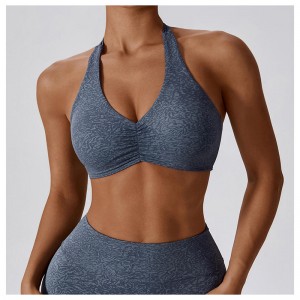 SC10133 78%níolón agus 22% spandex halter breathable an t -adhmadóireacht tapaidh tirim tirim tirim giomnáisiam yoga ag caitheamh bra spóirt ag rith bra do mhná