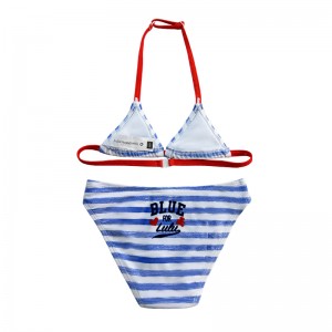 HALTERNECK LITIR STRIPED Priontáil Dath Dath Meaitseáil Leanaí Swimsuit Leanaí
