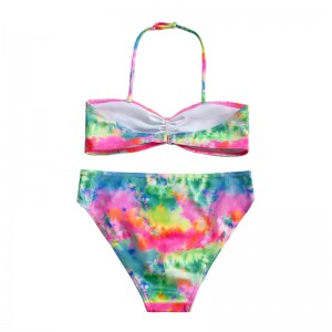 Feisteas snámha le páistí le muineál halter agus dath grádáin