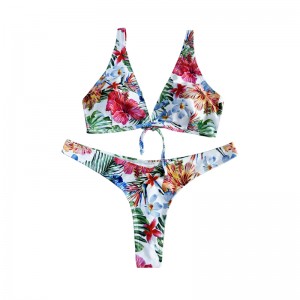 Stíl eitneach Floral bogha bogha ar fud an tsnámh snámha dhá phíosa