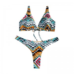 Stíl eitneach Floral bogha bogha ar fud an tsnámh snámha dhá phíosa