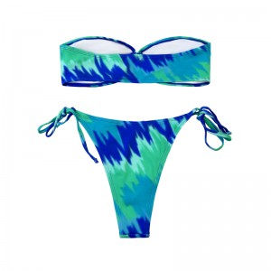 Mionteagaisc lása gearrtha gan stróipín teal feistis snámha dhá phíosa