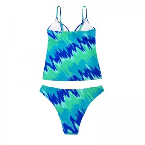 Teal Drawstring Swimsuit dhá phíosa