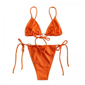 Strap Swimsuit Lúb Fabraic Ruffled Orange