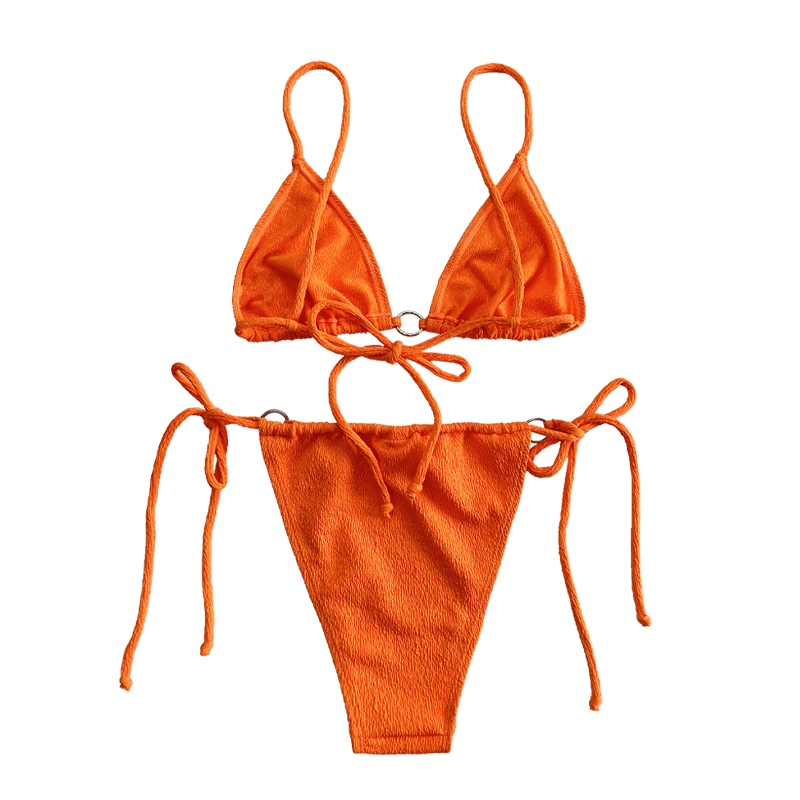 Strap Swimsuit Lúb Fabraic Ruffled Orange