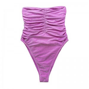 Airgead corcra strapless strapless strapless strapless pleated snámha snámha aon phíosa