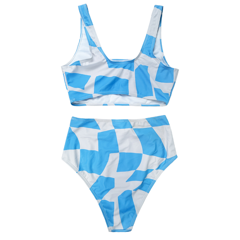 Dílsiú geoiméadrach gorm agus bán Dílsiú Strap Dul Swimsuit Swimsuit Swimsuit Snámha