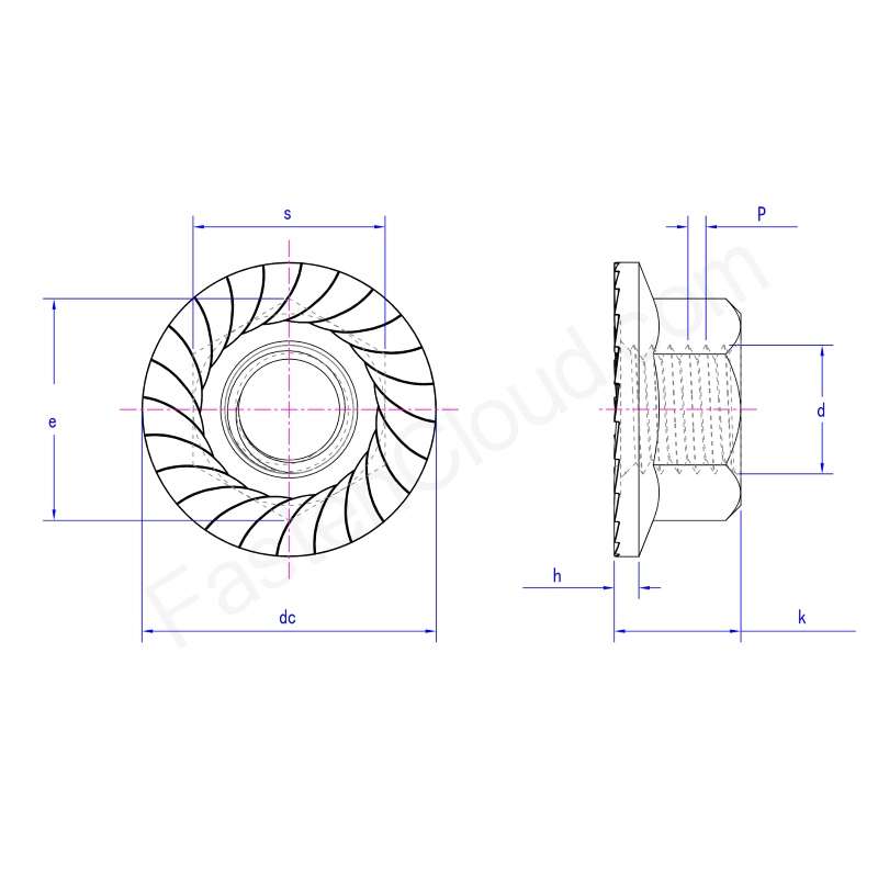 cnó flange heicseagán le serrations