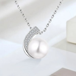 Hongde 925 Steirling Silver le Diamonds agus Péarlaí Fáinne&Socraigh Fáinne Muince Saincheaptha Muince