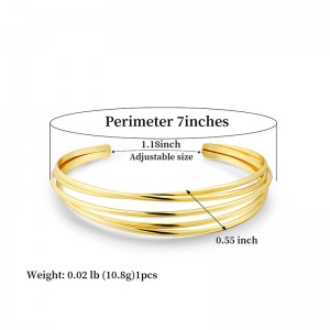 Hongde Classic simplí il-ciseal airgid-bracelet oscailte órphlátáilte