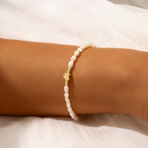 Hongde 14K Óir-Bracelet Croí Plátáilte Péarlaí an Chroí Bracelet