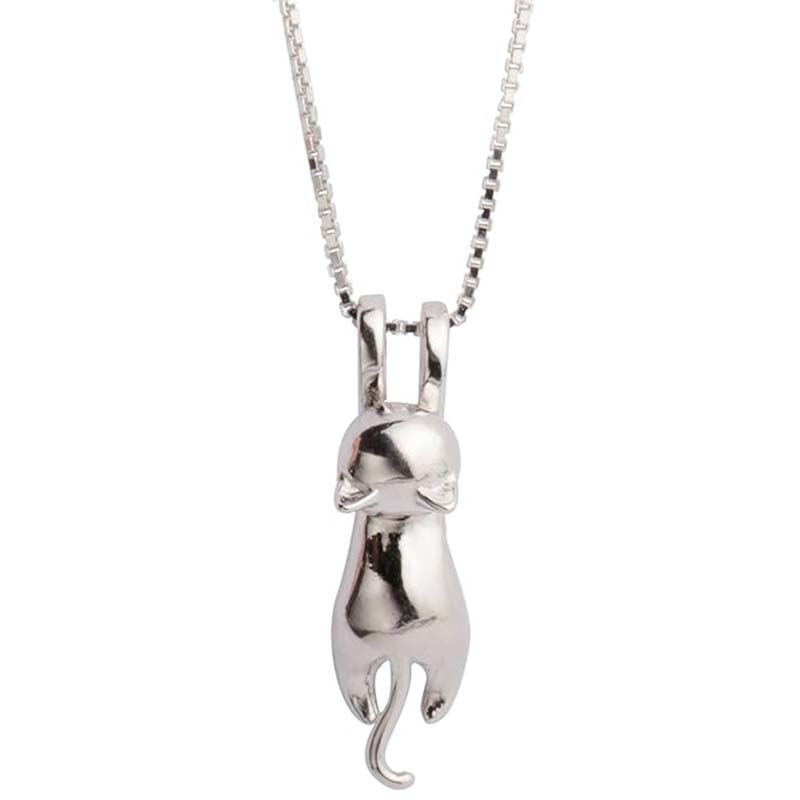 Muince Charm Cat Airgid S.Leaf Sterling Silver Cat do Mhná Jewelry Cat do Mhná Gabhálais Cat do Mhná Cat Mam Lover Lady Bronntanais Téama Gleoite Silver Kitten Jewelry Bronntanais Breithlá do Mhná