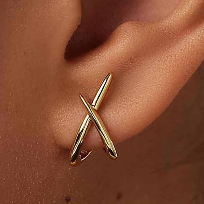 Fáinní Óir do Mhná Trendy, Fáinní Graí Óir 14K Fáinne Ísle Fáinne Óir Simplí Minimalist Earring Hypoallergenic do Mhná Bronntanais