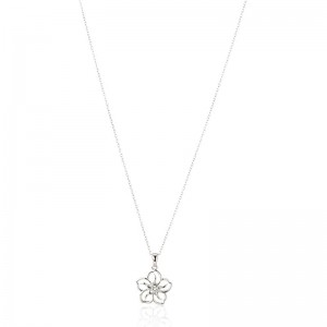 Muince siogairlín bláthanna íogair Fíornó Cruthaithe Gemstone siogairlín Bláthanna Birthstone le Slabhra i Sterling Silver, 18