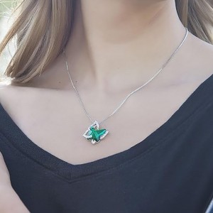 Emerald Radiance Star siogairlín Féileacán Birthstone Criostail muince - Ton Airgid le 18\