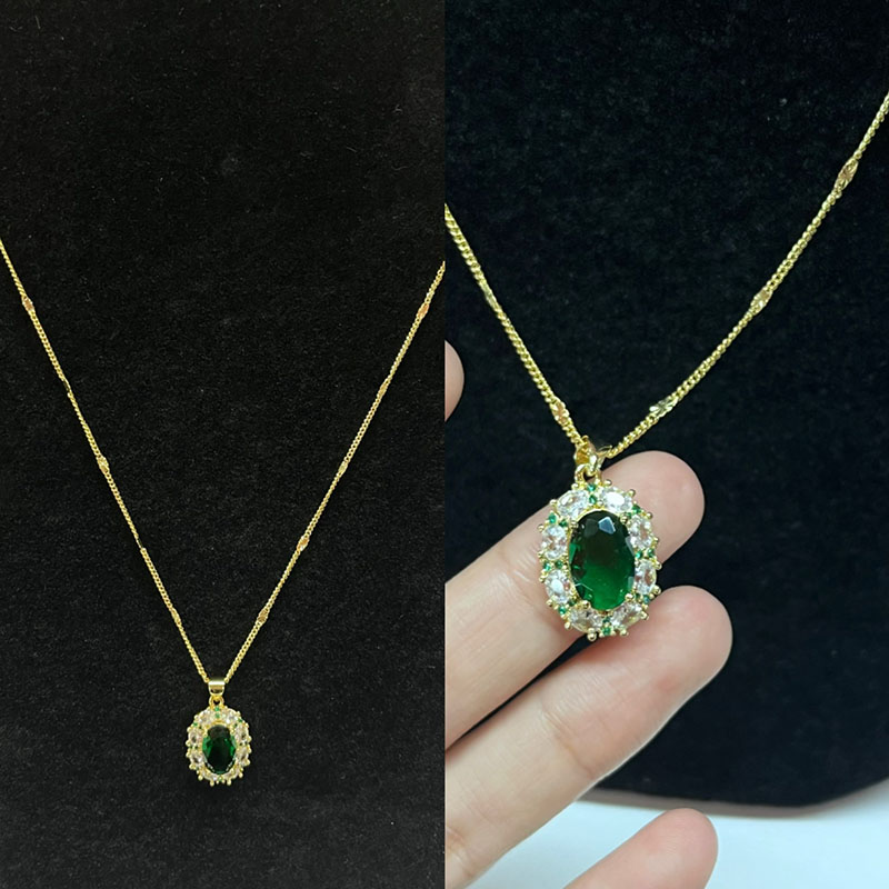 Óir elegance emerald regal-Muince gemstone glas plátáilte le haicinn súilíneacha