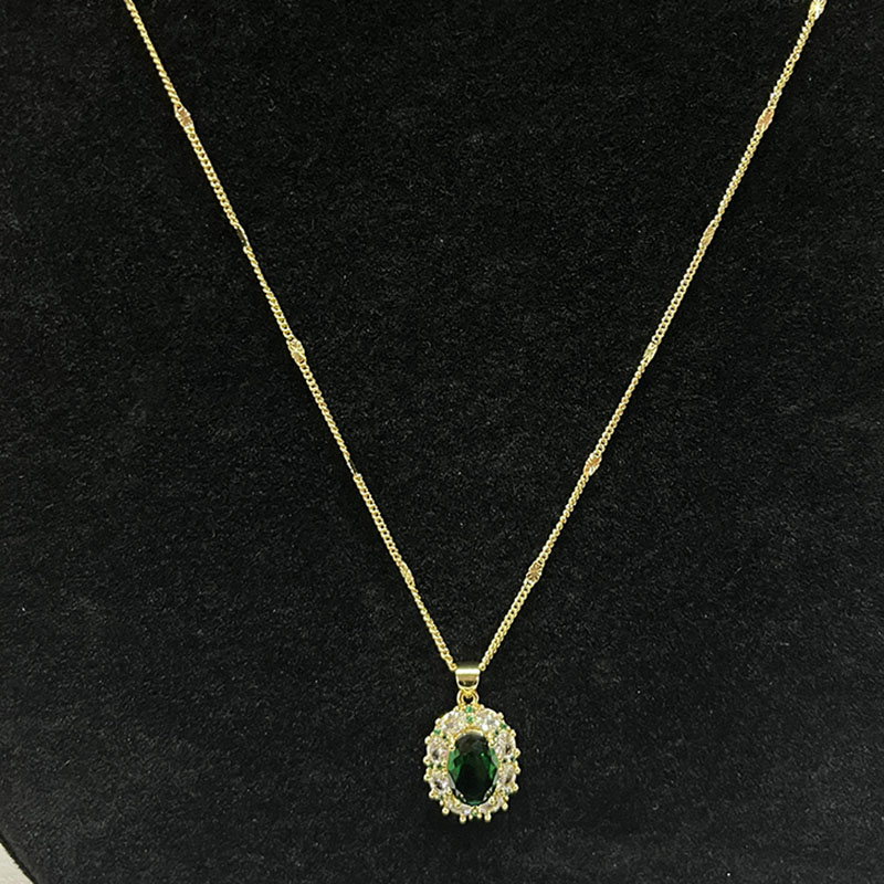 Óir elegance emerald regal-Muince gemstone glas plátáilte le haicinn súilíneacha