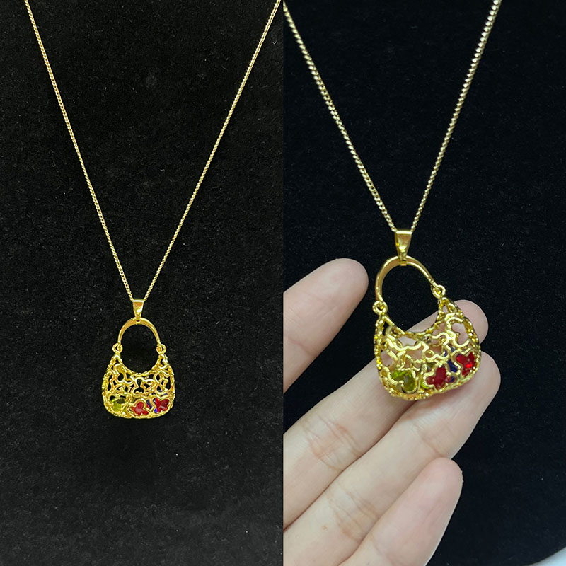 Muince pendant mála láimhe só do mhná - 18k ór-Copar plátáilte le dearadh filigree casta & Variant cruan - jewelry faisin galánta do bhronntanais & Ócáidí Speisialta