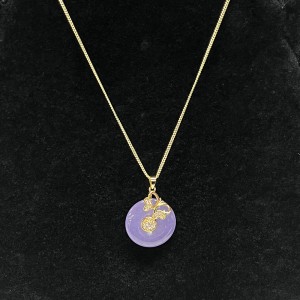 Lavender Serenity Jade agus muince pendant Blossom Blossom Blossom le Zirconia Ciúbach