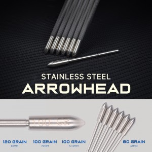 159928 80/100 bliain d\'aois/120 Cruach dhosmálta Cuir isteach pointí le haghaidh saigheada carbóin id3.2mm