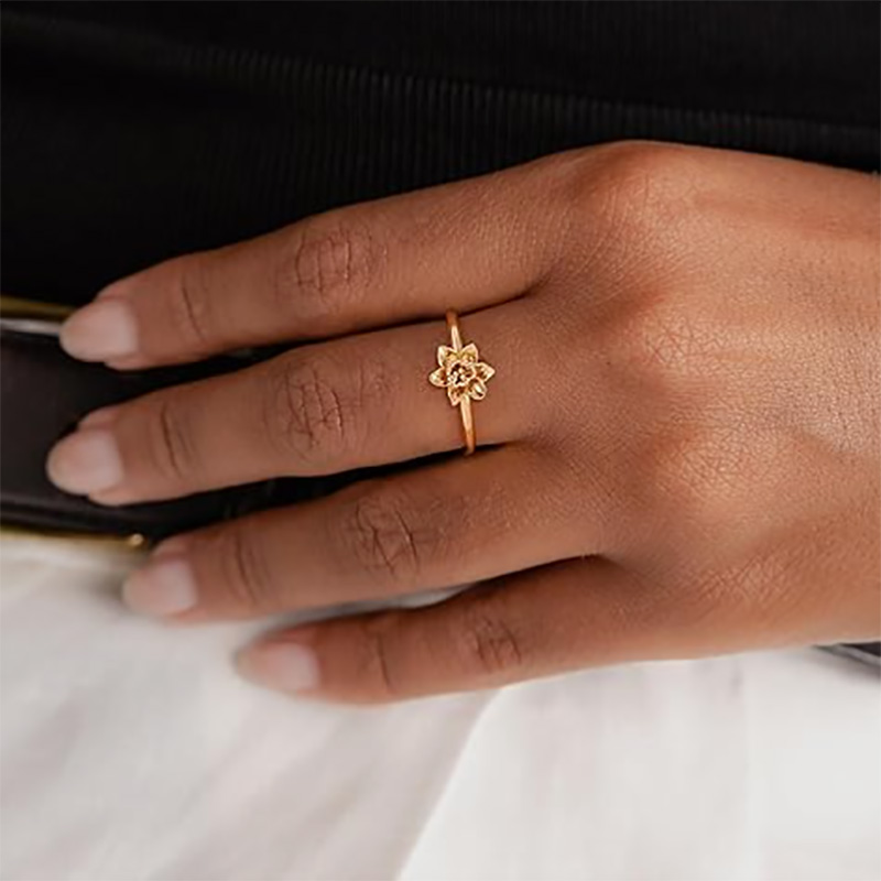 Óir Exquisite 18K-Fáinne Floral Airgid Sterling Plated 925 Le Dearadh Bláthanna Blooming íogair - Dúlra galánta agus éadrom-Jewelry spreagtha do mhná