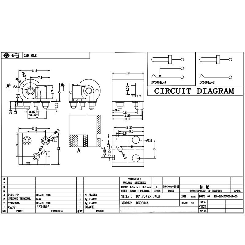 DC Soicéad DC-0004A, soicéad fearas beag tí le haghaidh purifiers uisce, dhá cheann-soicéad muirir mhuirear dromchla bioráin le colún suite